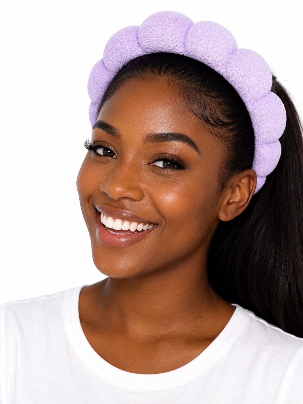 Hand Made Lavender Bubble Spa Headband Puffy Skincare Hair Band